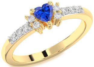 Diamond Blue Sapphire Gold Heart Promise Ring