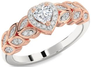 Diamond Platinum & Rose Gold Heart Promise Ring