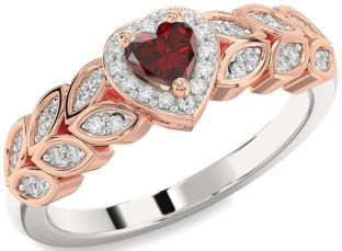 Diamond Amethyst Platinum & Rose Gold Heart Promise Ring