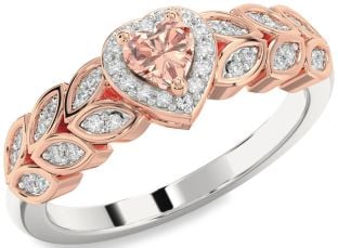 Diamond Amethyst Platinum & Rose Gold Heart Promise Ring
