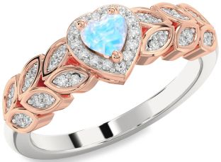 Diamond Amethyst Platinum & Rose Gold Heart Promise Ring