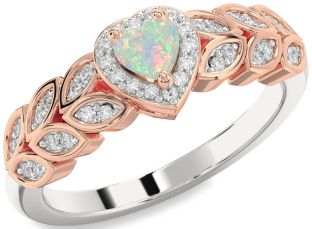 Diamond Amethyst Platinum & Rose Gold Heart Promise Ring