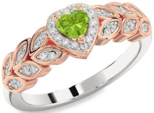 Diamond Amethyst Platinum & Rose Gold Heart Promise Ring