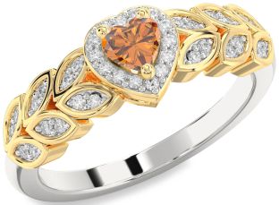 Diamond Amethyst Platinum & Yellow Gold Heart Promise Ring