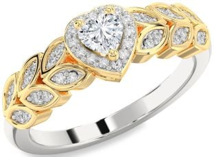 Diamond White Yellow Gold Heart Promise Ring