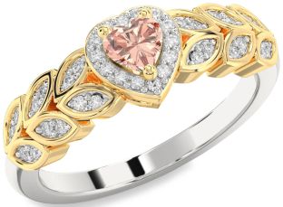 Diamond Amethyst Platinum & Yellow Gold Heart Promise Ring