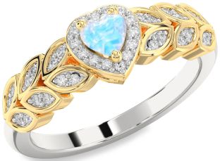 Diamond Amethyst Platinum & Yellow Gold Heart Promise Ring