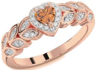 Diamond Amethyst Rose Gold Heart Promise Ring