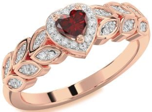 Diamond Amethyst Rose Gold Heart Promise Ring