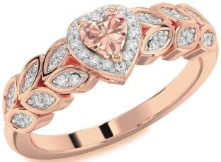 Diamond Amethyst Rose Gold Heart Promise Ring