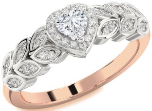 Diamond Platinum & Rose Gold Heart Promise Ring