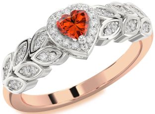 Diamond Amethyst Platinum & Rose Gold Heart Promise Ring