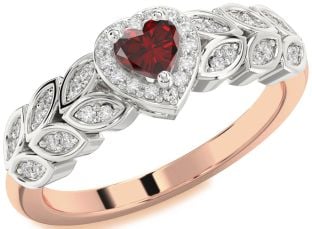 Diamond Amethyst Platinum & Rose Gold Heart Promise Ring