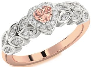 Diamond Amethyst Platinum & Rose Gold Heart Promise Ring