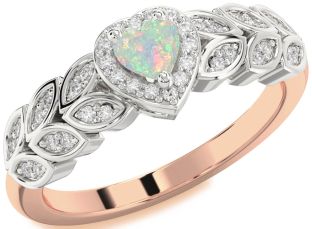 Diamond Amethyst Platinum & Rose Gold Heart Promise Ring