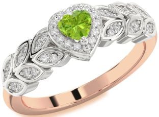 Diamond Amethyst Platinum & Rose Gold Heart Promise Ring