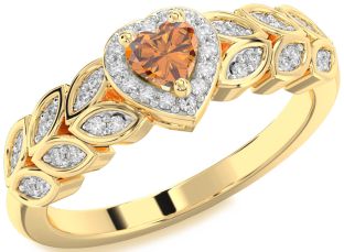 Diamond Amethyst Gold Heart Promise Ring