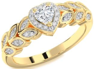 Diamond Gold Heart Promise Ring