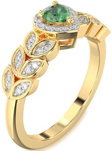 Diamond Emerald Gold Heart Promise Ring