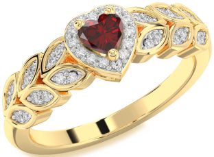 Diamond Amethyst Gold Heart Promise Ring