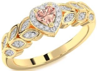 Diamond Amethyst Gold Heart Promise Ring