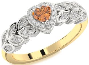 Diamond Amethyst Platinum & Yellow Gold Heart Promise Ring