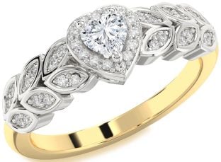 Diamond White Yellow Gold Heart Promise Ring