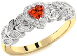 Diamond Amethyst Platinum & Yellow Gold Heart Promise Ring