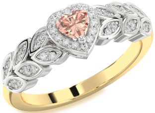 Diamond Amethyst Platinum & Yellow Gold Heart Promise Ring