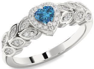 Diamond Amethyst Platinum Heart Promise Ring