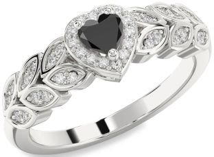 Diamond Amethyst Platinum Heart Promise Ring