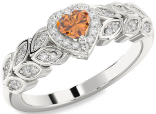 Diamond Amethyst Platinum Heart Promise Ring