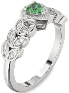Diamond Emerald White Gold Heart Promise Ring