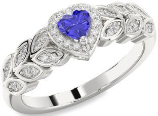 Diamond Amethyst Platinum Heart Promise Ring