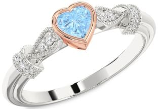 Diamond Amethyst Platinum & Rose Gold Heart Promise Ring