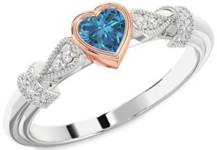 Diamond Amethyst Platinum & Rose Gold Heart Promise Ring