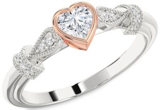 Diamond White Rose Gold Heart Promise Ring