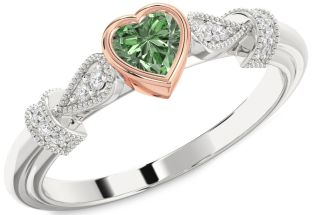 Diamond Amethyst Platinum & Rose Gold Heart Promise Ring