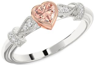 Diamond Amethyst Platinum & Rose Gold Heart Promise Ring