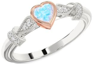 Diamond Amethyst Platinum & Rose Gold Heart Promise Ring