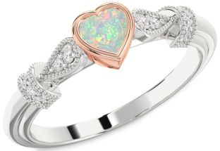 Diamond Amethyst Platinum & Rose Gold Heart Promise Ring