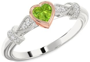 Diamond Amethyst Platinum & Rose Gold Heart Promise Ring