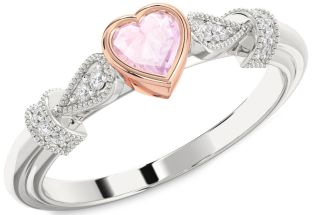 Diamond Amethyst Platinum & Rose Gold Heart Promise Ring