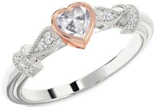 Diamond Amethyst Platinum & Rose Gold Heart Promise Ring
