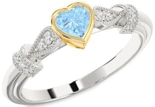 Diamond Amethyst Platinum & Yellow Gold Heart Promise Ring