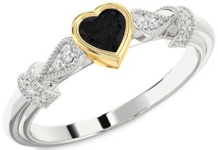 Diamond Amethyst Platinum & Yellow Gold Heart Promise Ring
