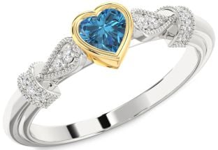 Diamond Amethyst Platinum & Yellow Gold Heart Promise Ring