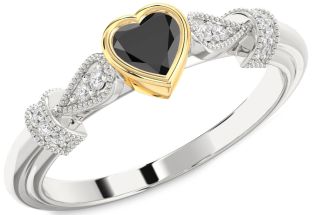 Diamond Amethyst Platinum & Yellow Gold Heart Promise Ring