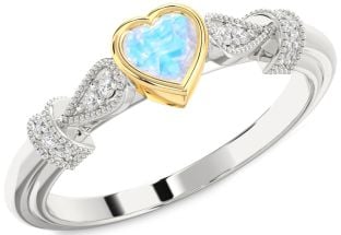 Diamond Amethyst Platinum & Yellow Gold Heart Promise Ring