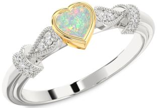 Diamond Amethyst Platinum & Yellow Gold Heart Promise Ring